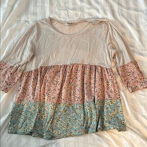 Floral Patchwork Long Sleeve Top